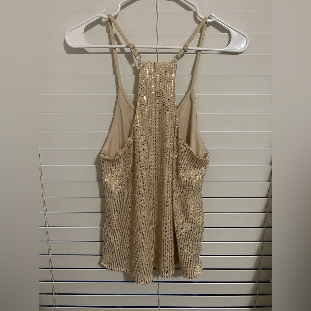 Gold sequin tank top